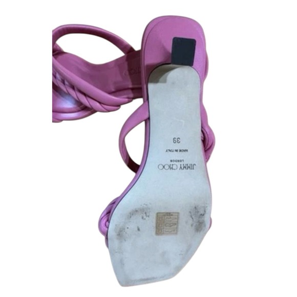 Jimmy Choo Diosa 50 Pink Leather Mules Square Toe Heels EU 39 US 8.5 Box - Picture 15 of 16